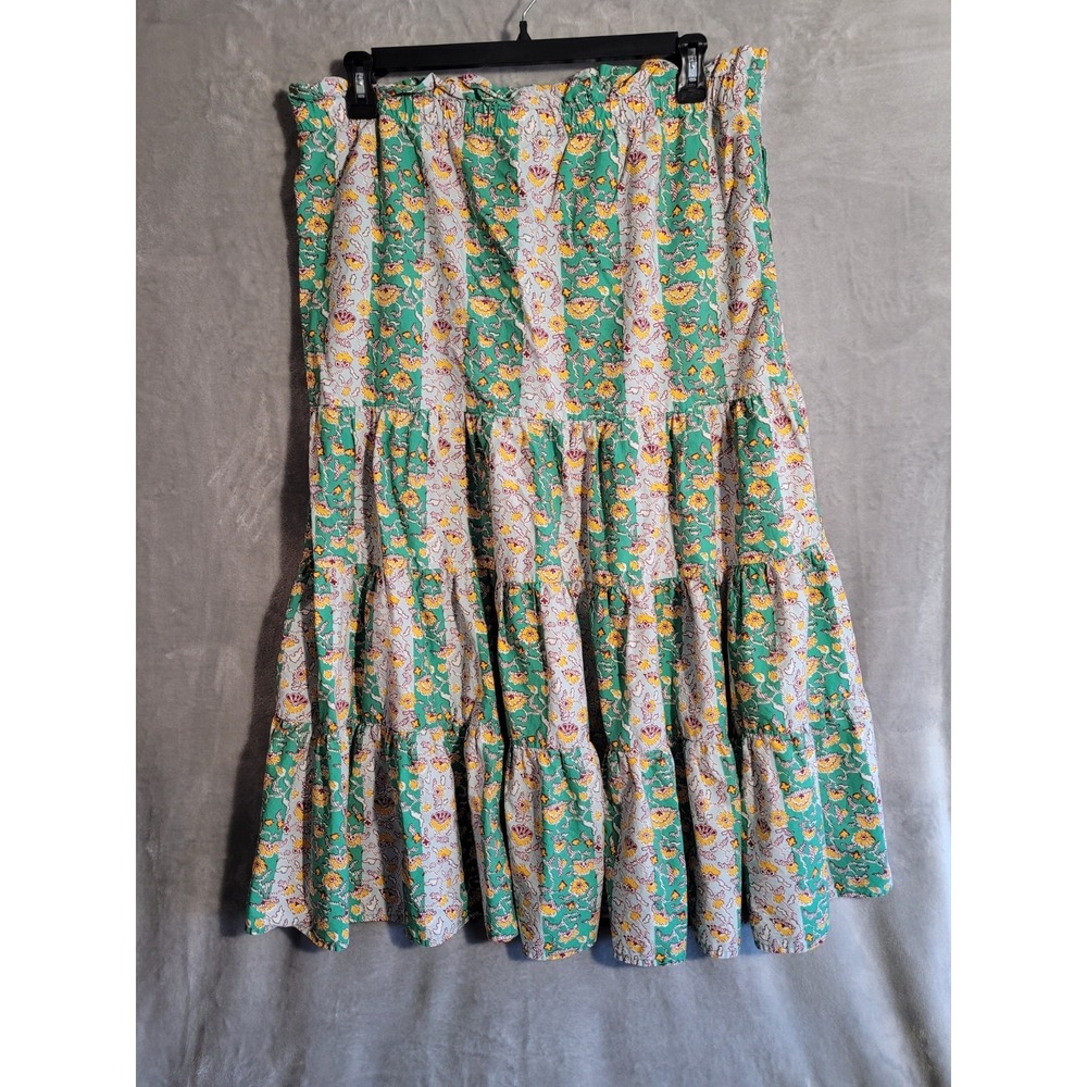 RHODE x Target Green Floral Summer Midi Skirt w/ Pockets Cotton Size XL Gypsy - Picture 7 of 8